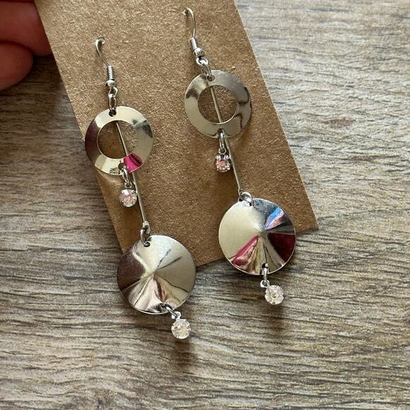 BOGO FREE SILVER DANGLE DISK EARRINGS - Picture 3 of 3